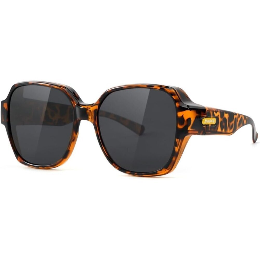 Women's Tortoise Frame Black Lens Stylish Oversized Fit-over Sunglasses